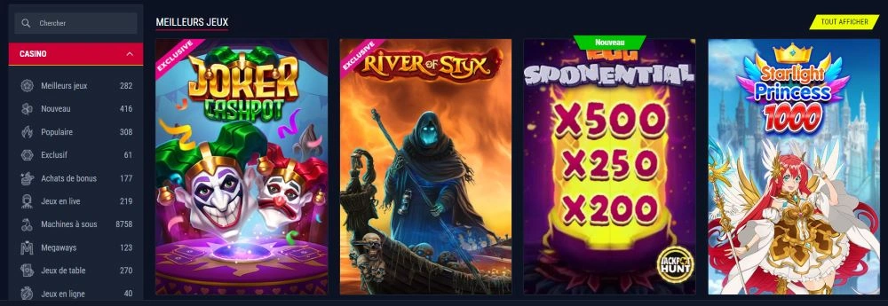 Jeux disponibles au Rabona Casino